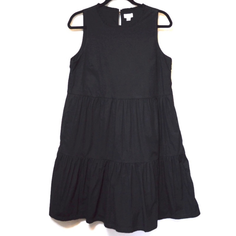 J.Crew Sleeveless Tiered Ruffle Neck Dress Size 8 Cotton Poplin, Pockets, Lined - Picture 11 of 11